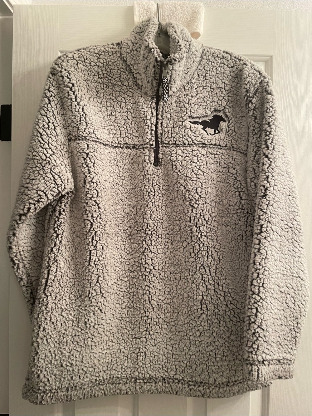 boxercraft Gray Sherpa Half-Zip Pullover with Horse Logo